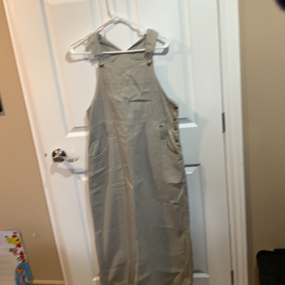 Woolrich khaki overall long dress  cottagecore 100% cotton - Picture 4 of 8